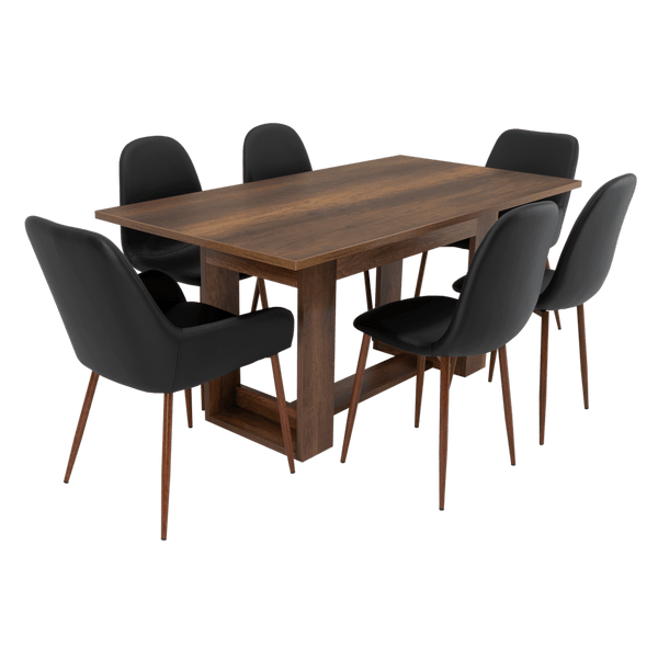 Combo Comedor Sonora, Cobre, Wengue y Café Claro, Incluye Comedor y 6 Sillas - VIRTUAL MUEBLES