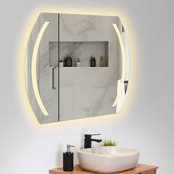 Espejo Rectangular Manson, Gris, con Luz Led