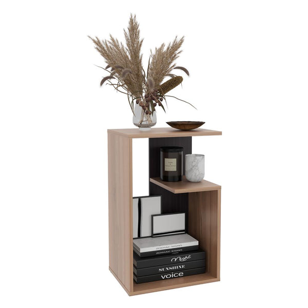 Mesa de Noche Evert, Café Expresso y Wengue, con diseño moderno y espacio para ubicar objetos ZF