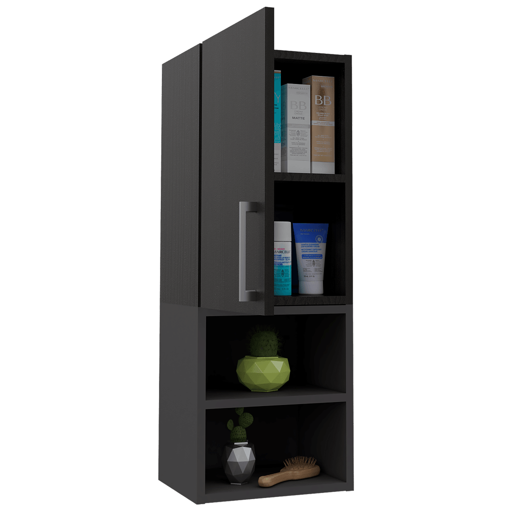 Gabinete De Baño Oporto X2, color Negro Y Plata Oscuro para Baño.
