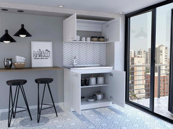 Cocina Integral Toronto, Blanco, Incluye Mesón Izquierdo - VIRTUAL MUEBLES